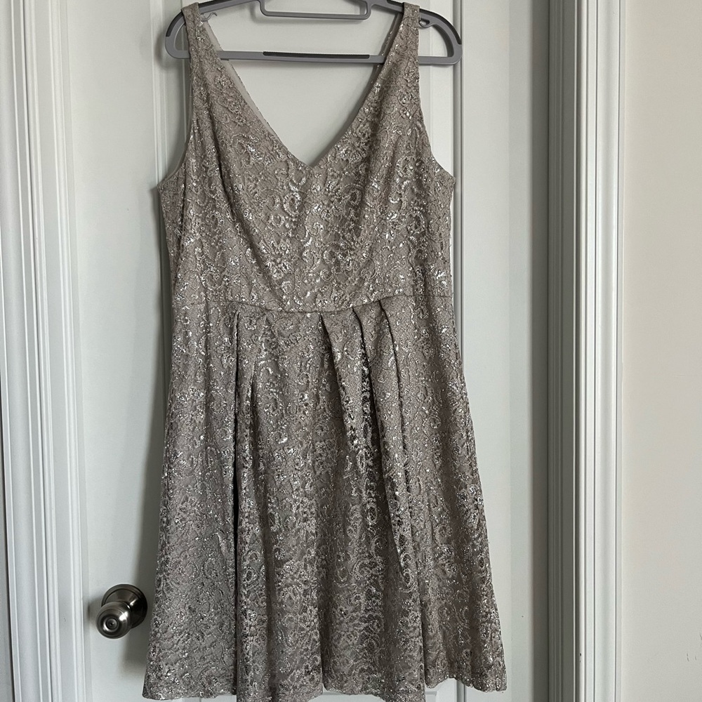Donna Morgan Collection. Elegant shimmering gold dress, size 16, worn 3 times